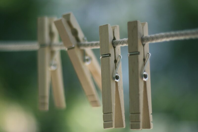 Wooden Clothespins on Rope