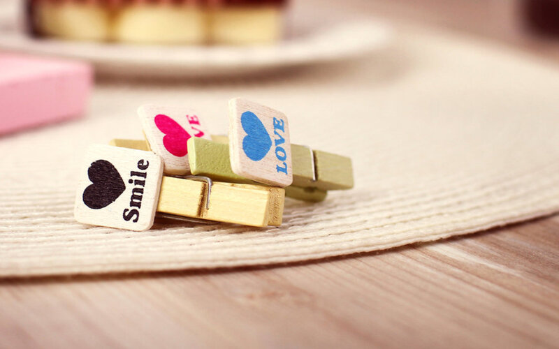 Wooden Clothespins with Hearts