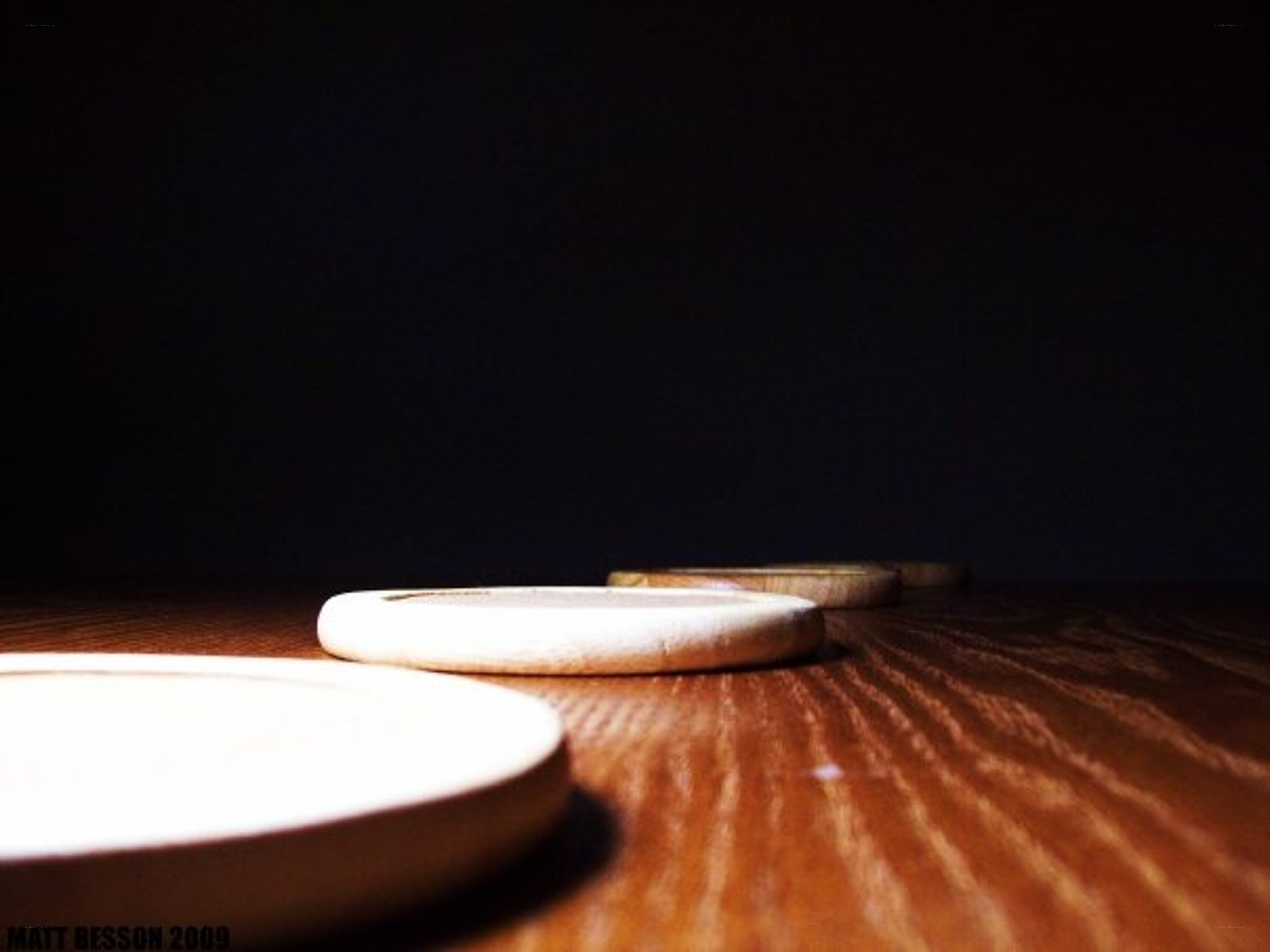Wooden coasters on a table