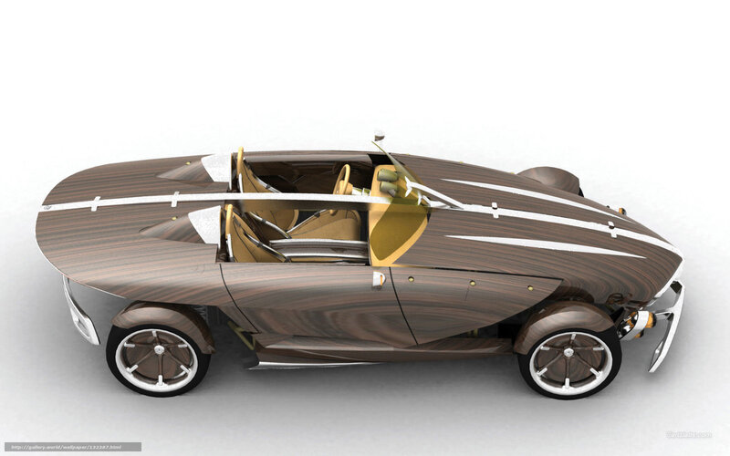 Wooden Concept Car — Brown, Modern, 3d Render