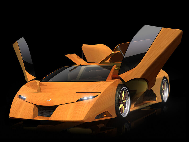 wooden concept sports car