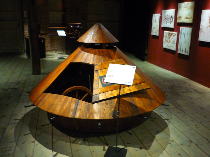 wooden cone-shaped exhibit