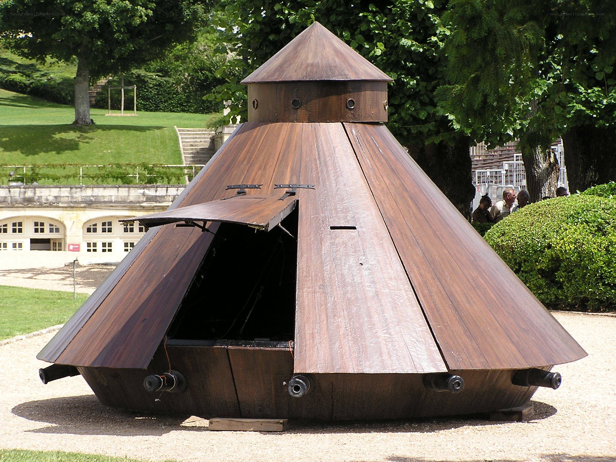 Wooden cone-shaped structure