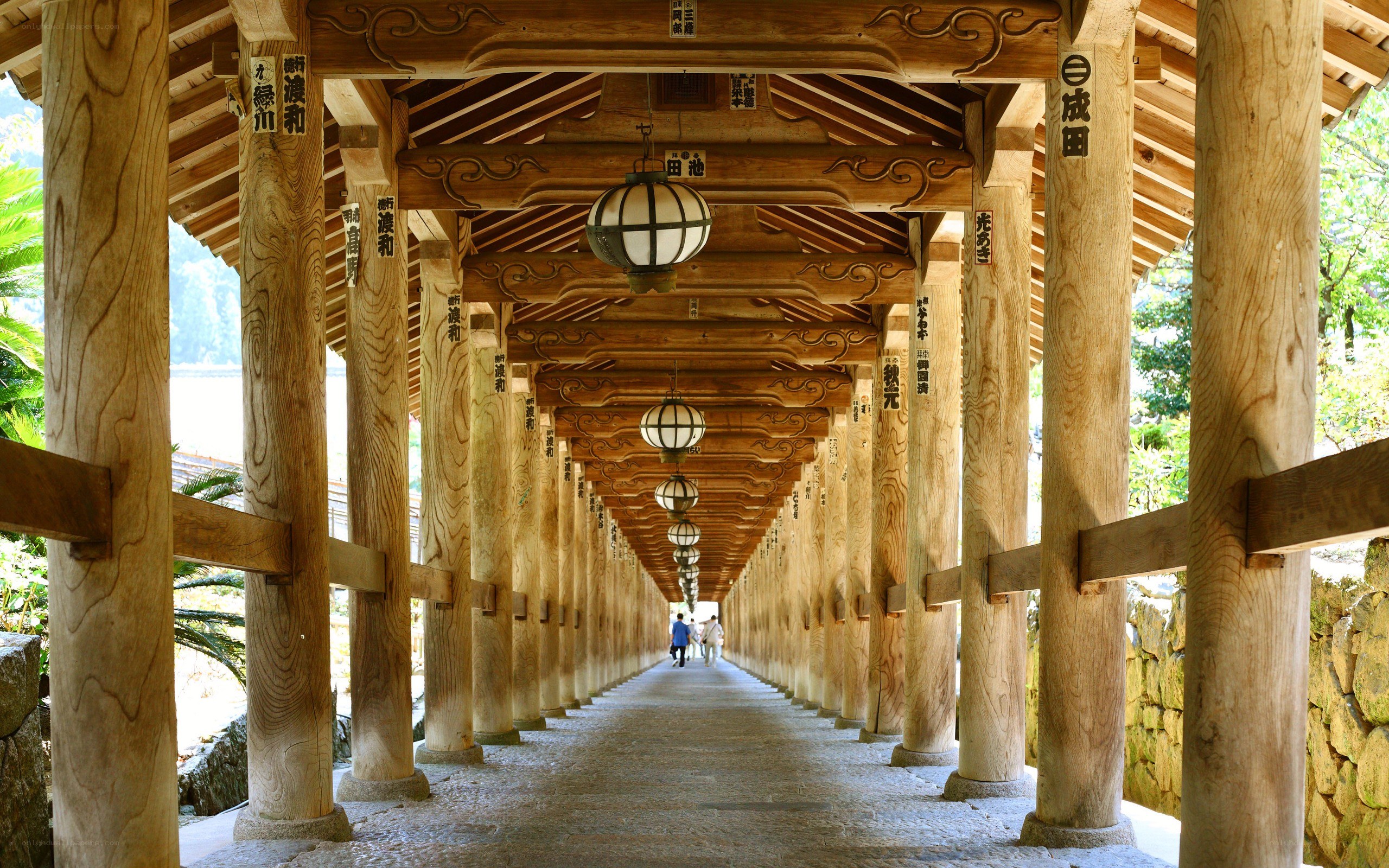 wooden corridor at a temple