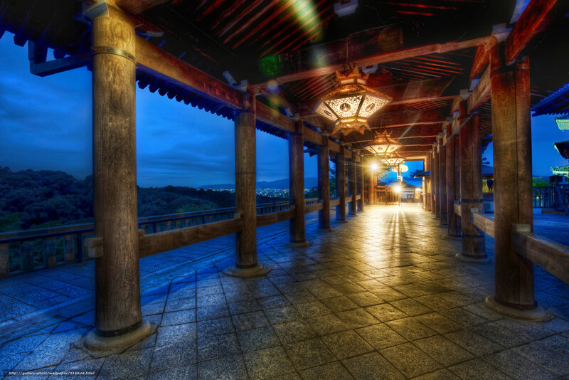 Wooden Corridor at Dusk — Blue