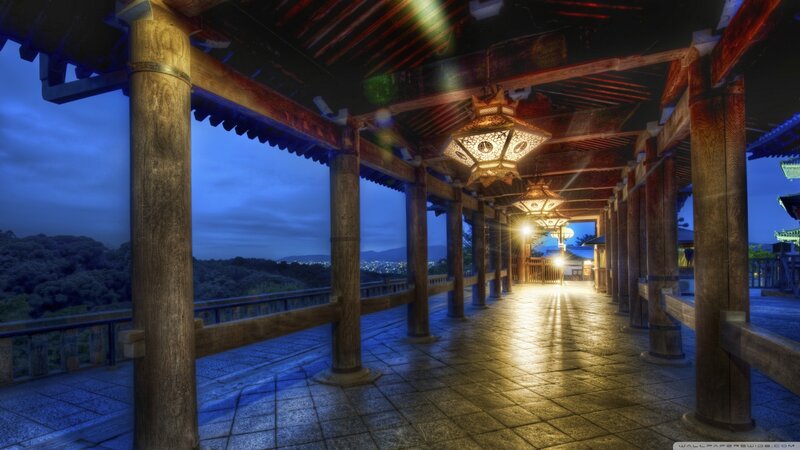 Wooden Corridor at Night — Blue