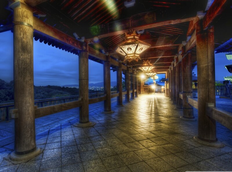 Wooden Corridor at Night