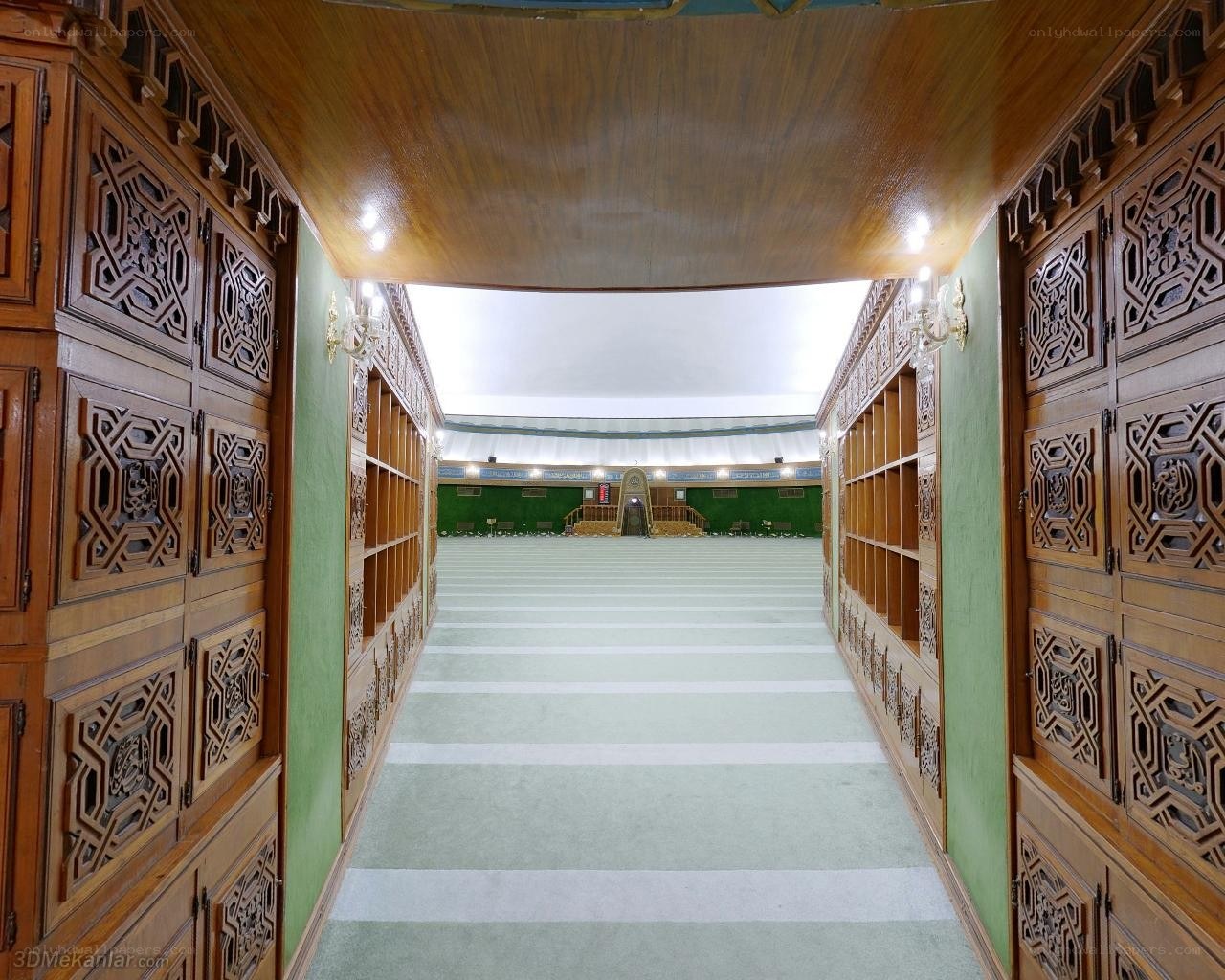 wooden corridor in mosque