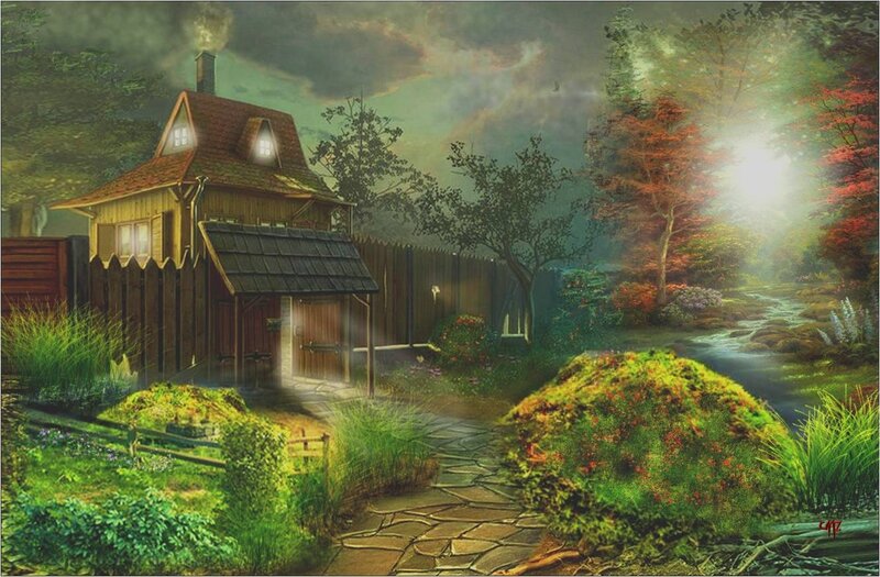 Wooden Cottage in Garden — Green