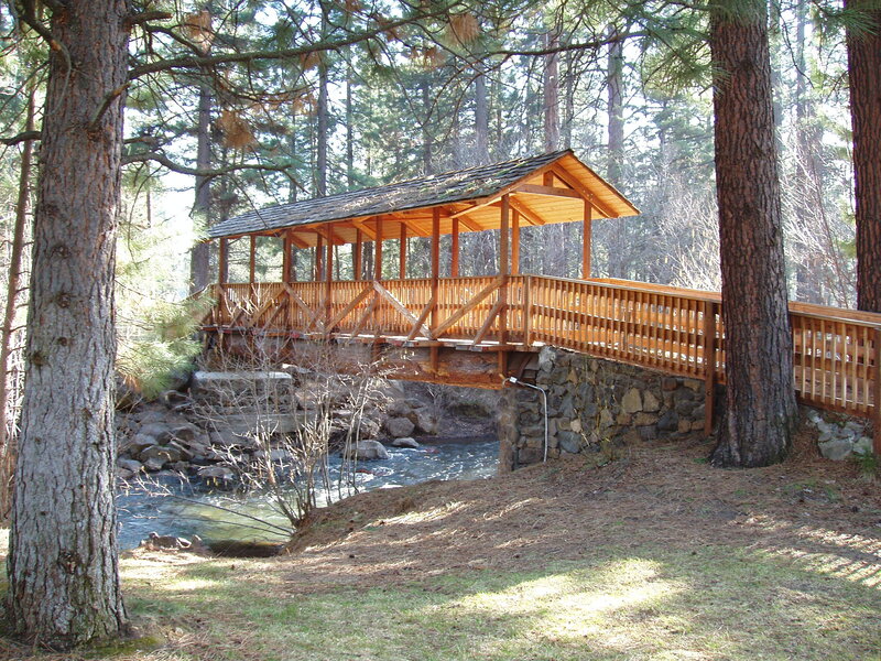 Wooden Covered Bridge — Brown, Serene, Afternoon