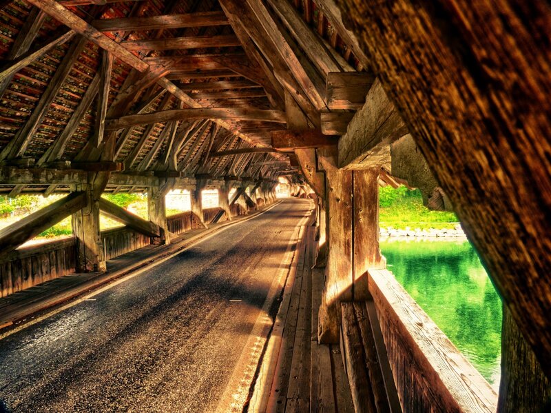 Wooden Covered Bridge — Brown