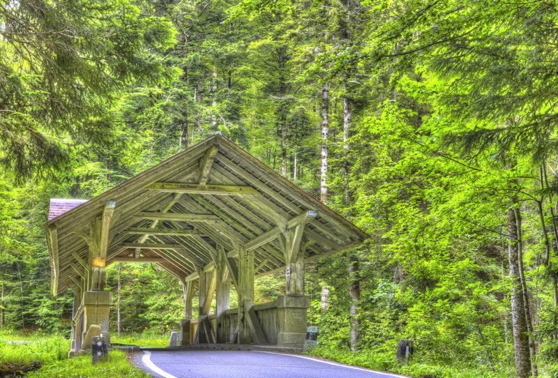 Wooden Covered Bridge — Green, Serene