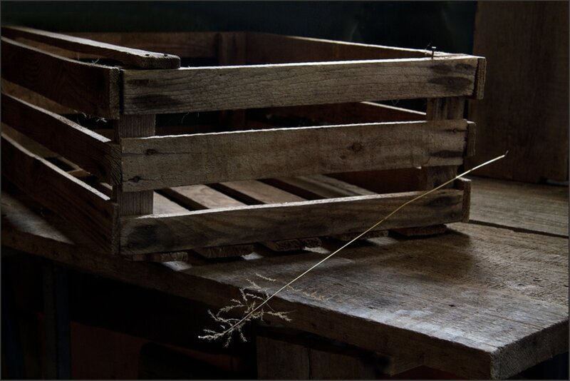 wooden crate on a table