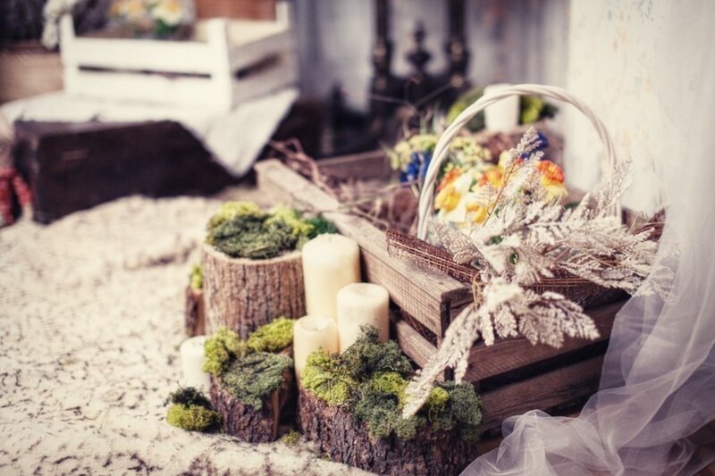 Wooden Crate with Candles
