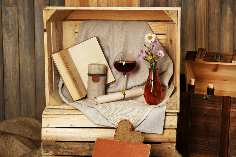 Wooden Crate with Items