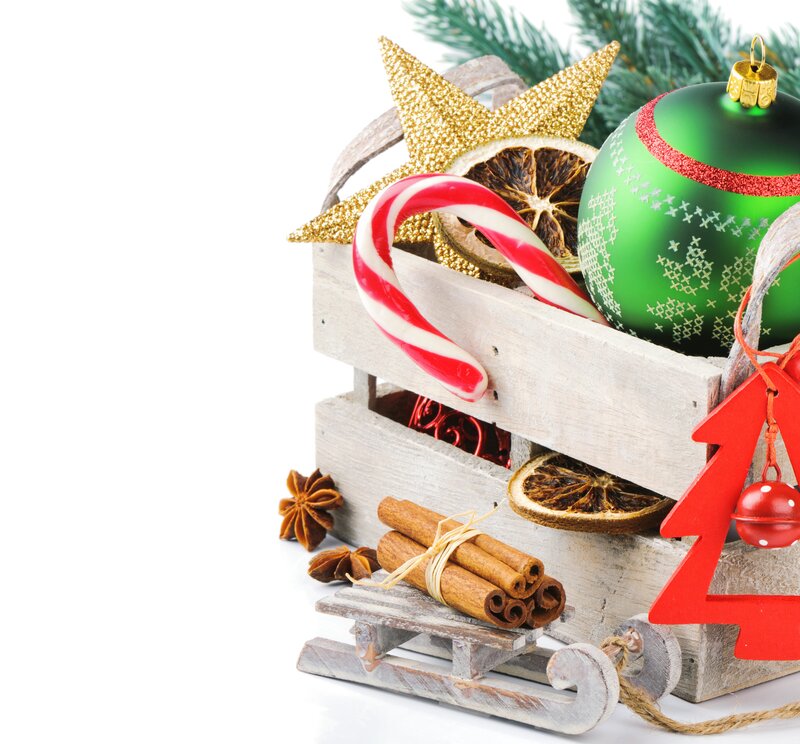 Wooden Crate with Ornaments