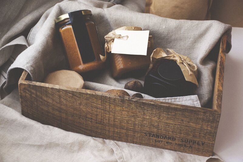 Wooden crate with preserves