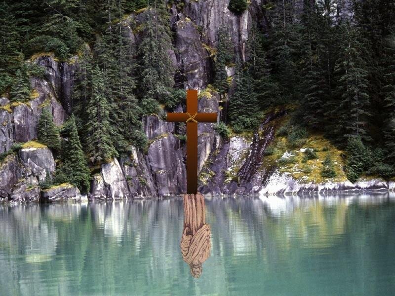 Wooden Cross in Lake