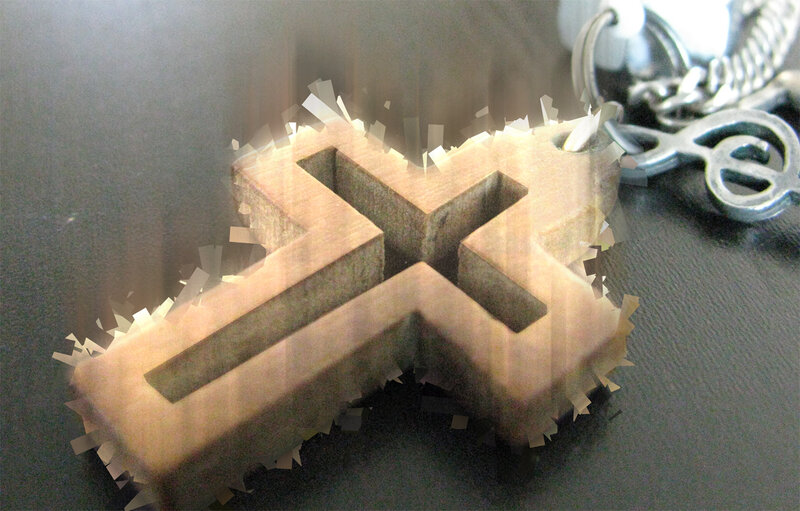 wooden cross keychain