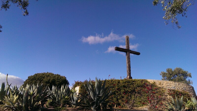 Wooden Cross on Hill — Blue, Serene