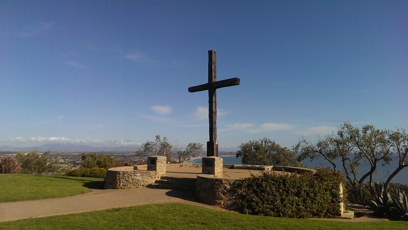 Wooden Cross on Hill — Blue