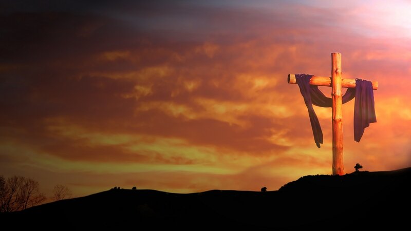 Wooden Cross on Hill — Orange, Dramatic