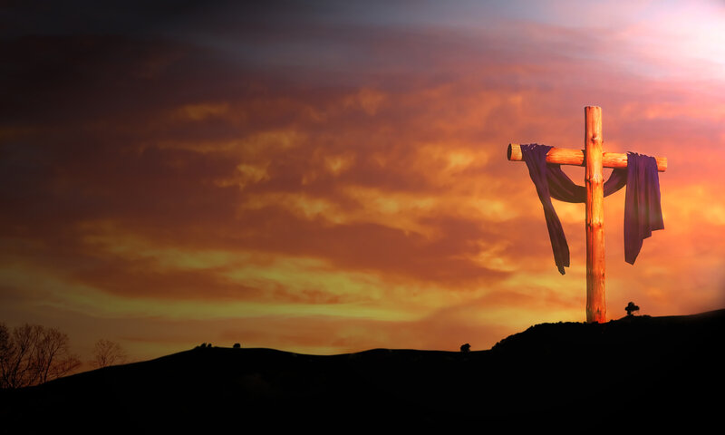 Wooden Cross on Hill — Orange