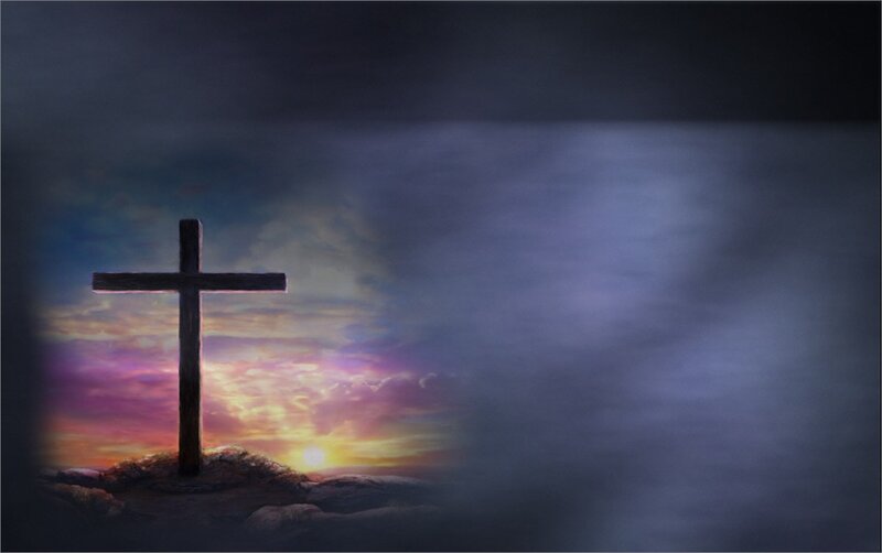Wooden Cross on Hill — Purple