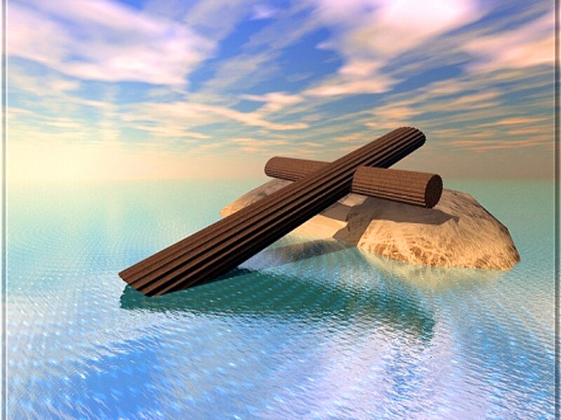 Wooden Cross on Rock