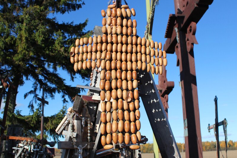 Wooden Cross with Acorns