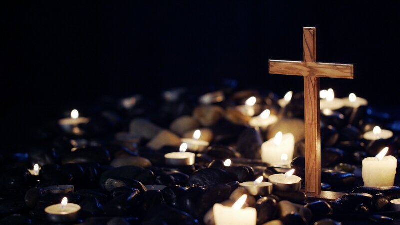 Wooden Cross with Candles
