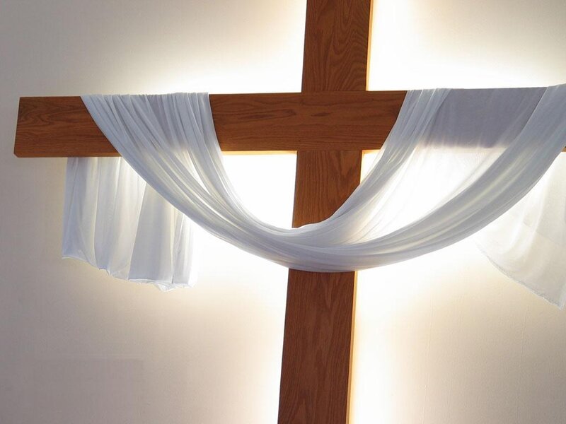 Wooden Cross with White Cloth