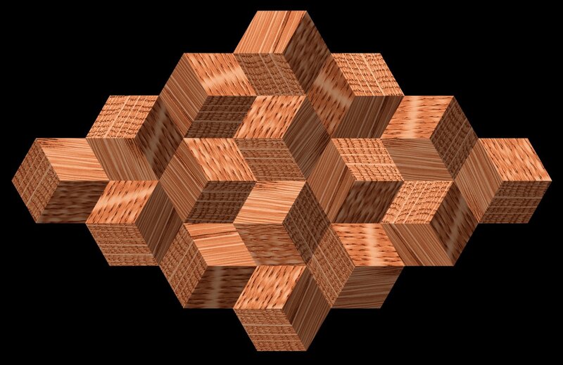 Wooden Cubes in Hexagon