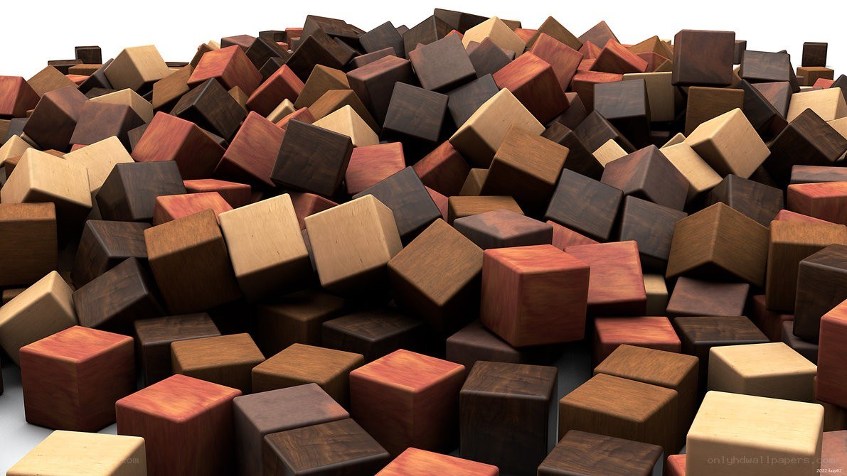 wooden cubes pile