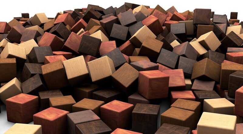 Wooden Cubes Pile — Brown