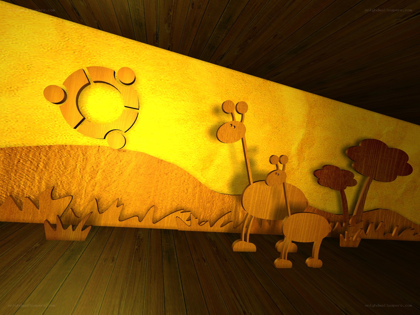 wooden cutout scene with animals