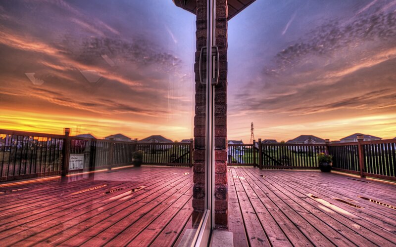 Wooden Deck at Sunset — Orange