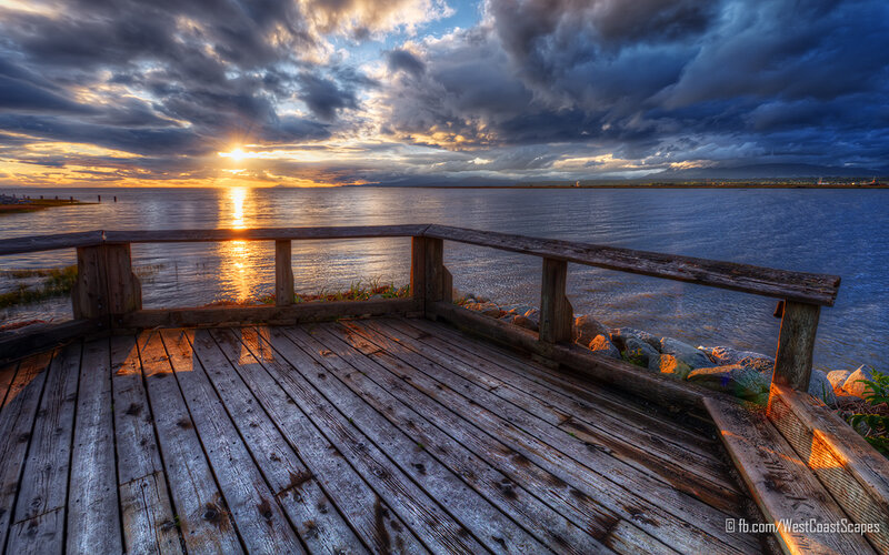 Wooden Deck at Sunset
