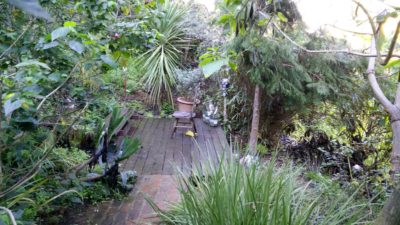Wooden Deck in Garden — Green, Serene