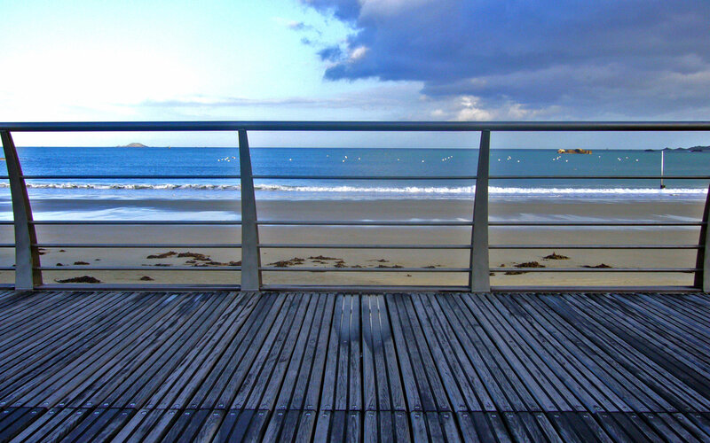 Wooden deck overlooking the beach