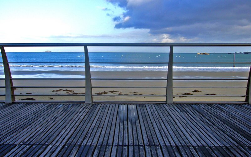 Wooden deck overlooking the beach
