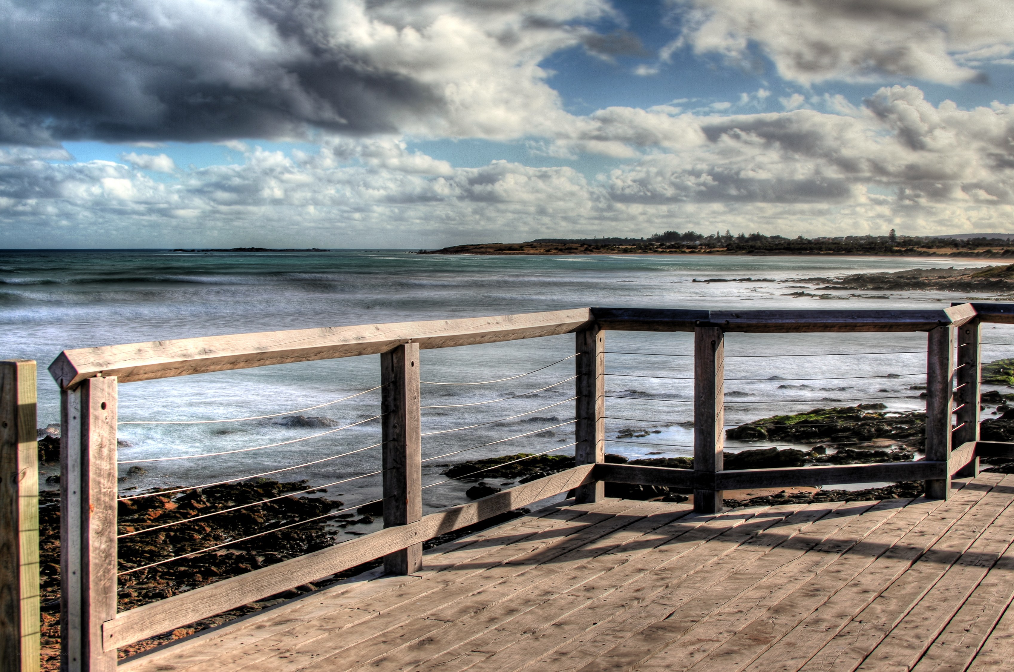 Wooden deck overlooking the ocean
