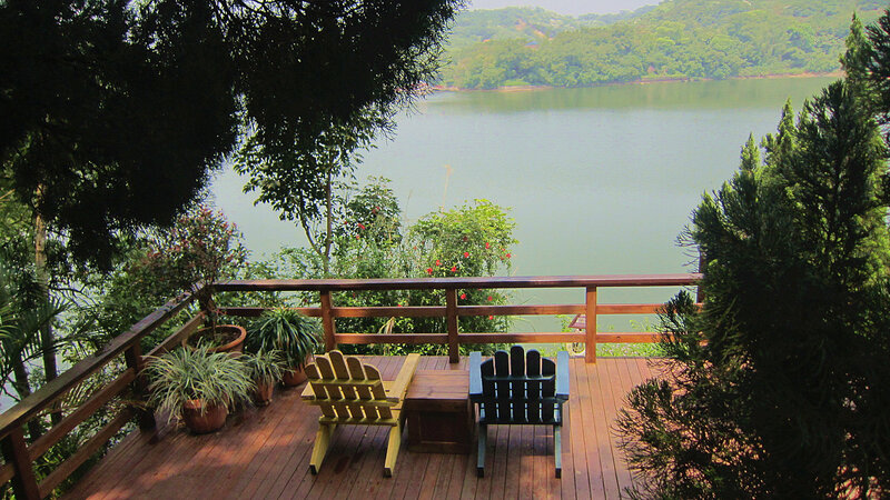 Wooden Deck with Chairs — Brown