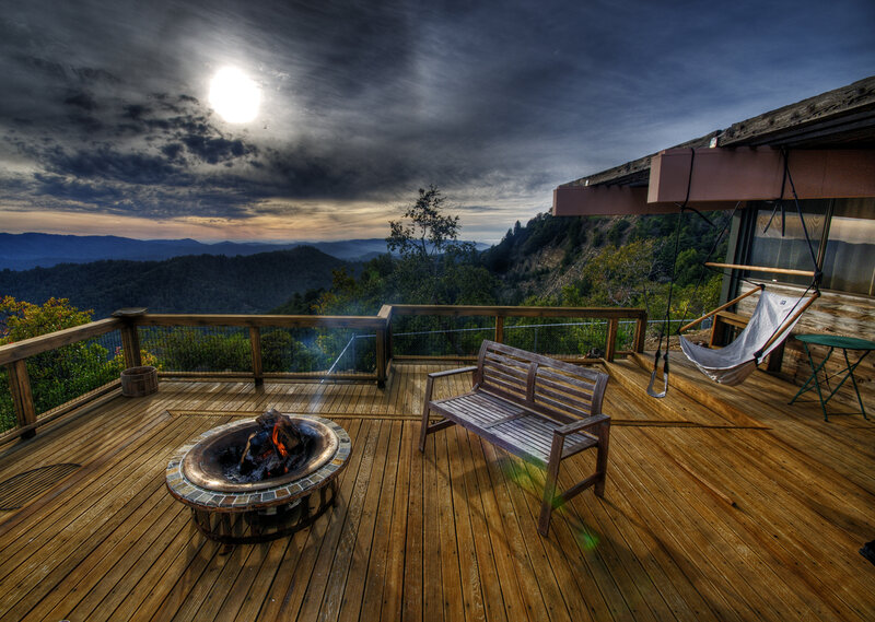 Wooden Deck with Fire Pit