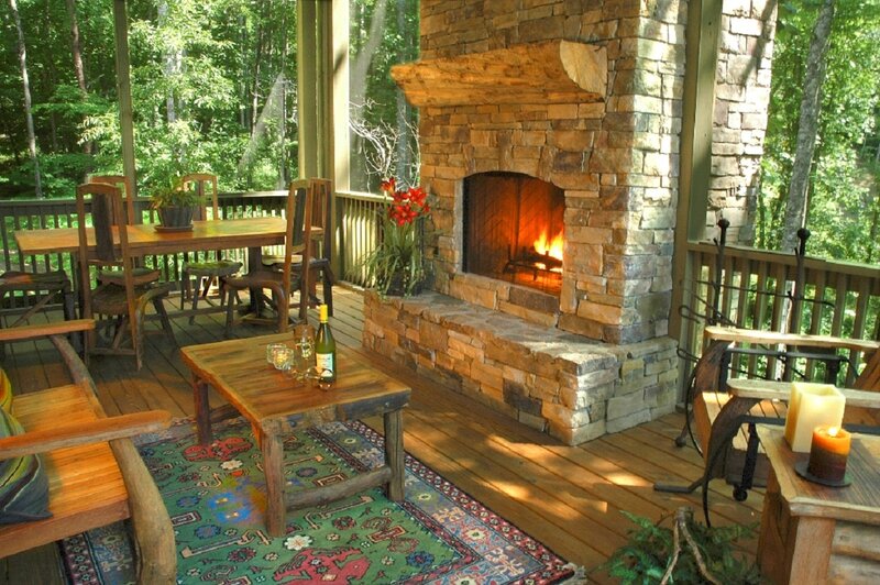 Wooden Deck with Fireplace