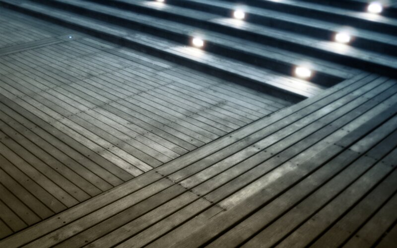 Wooden Deck with Lights