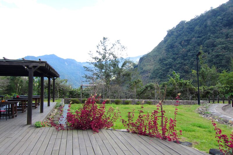 Wooden Deck with Mountains