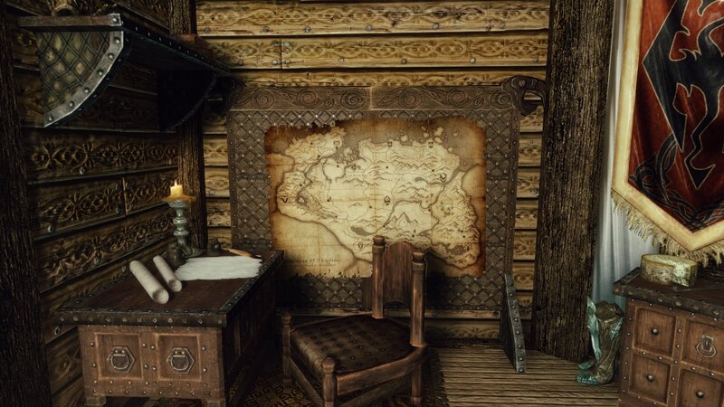 Wooden Desk with Map