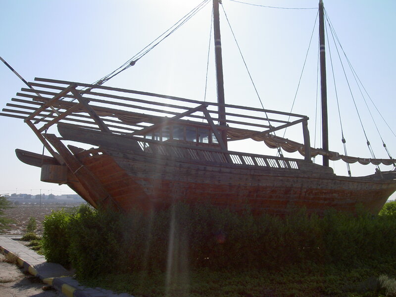 Wooden dhow boat display