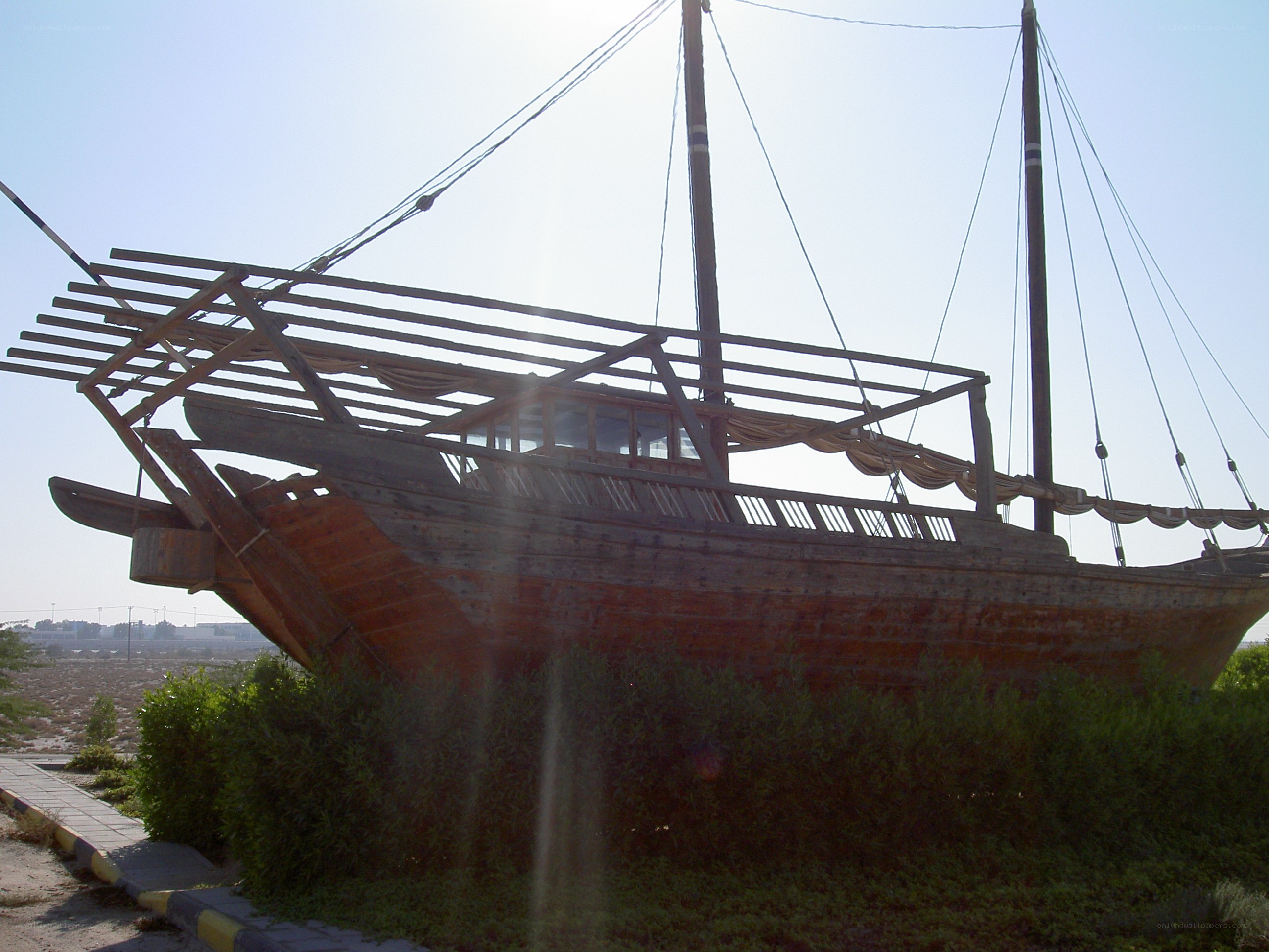 Wooden dhow boat display